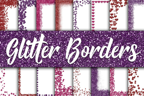 Valentine Glitter Borders Digital Paper - Includes 2 Sizes Sublimation Old Market 