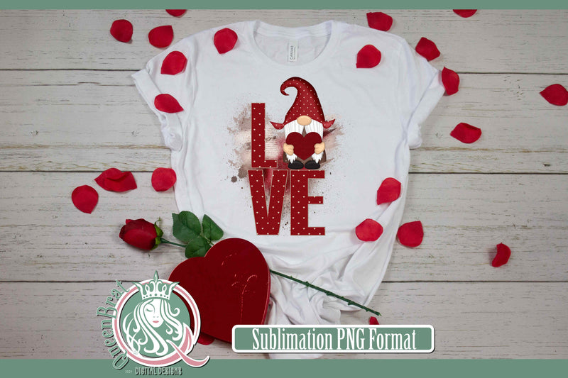 Valentine Glitter Gnome 2 Sublimation Sublimation QueenBrat Digital Designs 