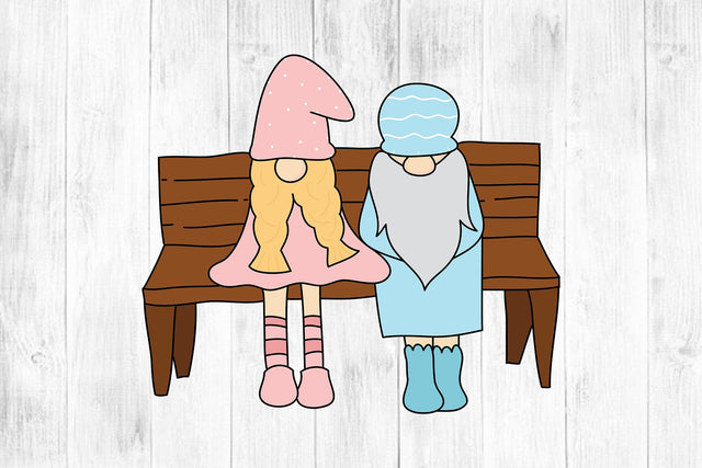 Valentine Gnome Clipart SVG gnomes couple sit on chair SVG dapiyupi store 