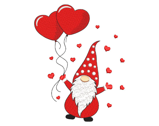 Valentine Gnome Embroidery Design, 3 sizes, Instant Download Embroidery/Applique DESIGNS Nino Nadaraia 