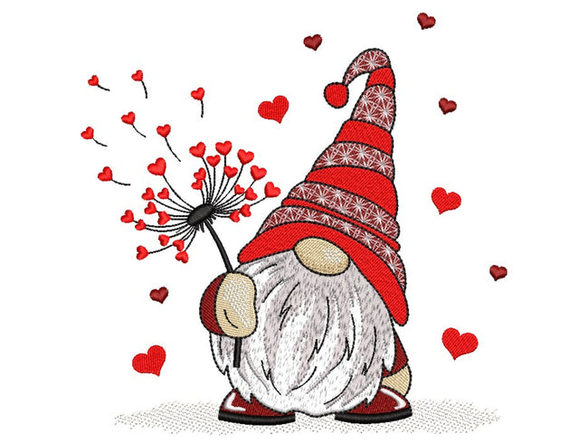 Valentine Gnome Embroidery Design, 3 sizes, Instant Download Embroidery/Applique DESIGNS Nino Nadaraia 