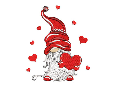 Valentine Gnome Embroidery Design, 3 sizes, Instant Download Embroidery/Applique DESIGNS Nino Nadaraia 