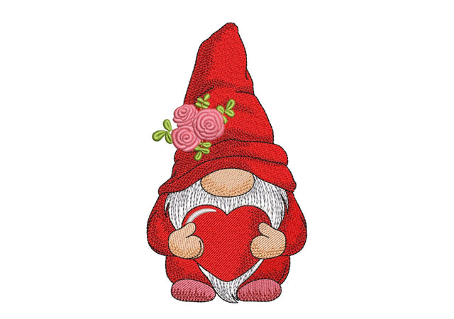 Valentine Gnome Embroidery Design, 3 sizes, Instant Download Embroidery/Applique DESIGNS Nino Nadaraia 