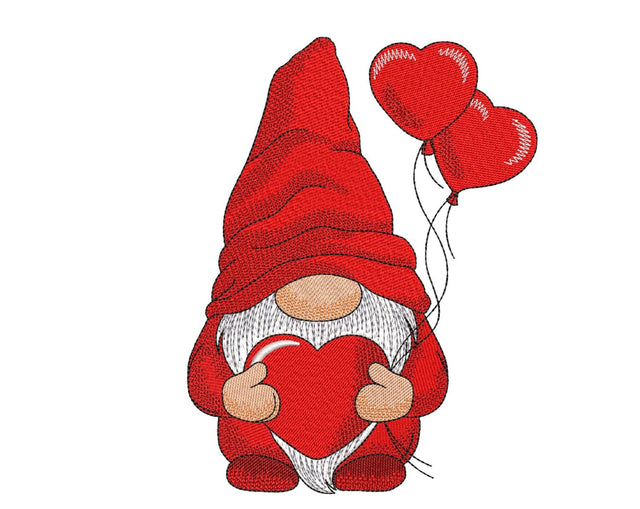 Valentine Gnome Embroidery Design, 3 sizes, Instant Download Embroidery/Applique DESIGNS Nino Nadaraia 
