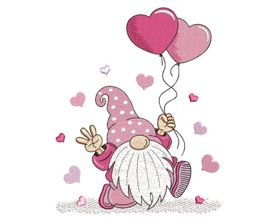 Valentine Gnome Embroidery Design, 3 sizes, Instant Download Embroidery/Applique DESIGNS Nino Nadaraia 