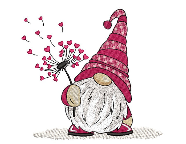 Valentine Gnome Embroidery Design, 3 sizes, Instant Download Embroidery/Applique DESIGNS Nino Nadaraia 
