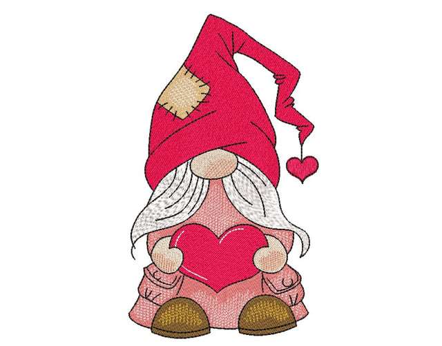 Valentine Gnome Embroidery Design, 4 sizes, Instant Download Embroidery/Applique DESIGNS Nino Nadaraia 