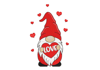 Valentine Gnome Embroidery Design, 4 sizes, Instant Download Embroidery/Applique DESIGNS Nino Nadaraia 