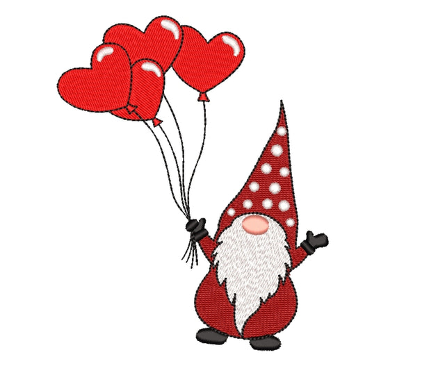 Valentine Gnome Embroidery Design, Happy Valentine's Day Embroidery File, 3 sizes, Instant Download Embroidery/Applique DESIGNS Nino Nadaraia 