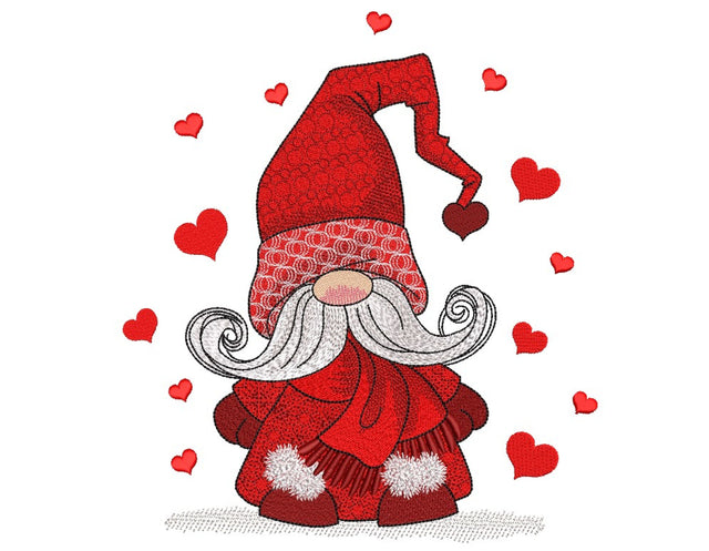 Valentine Gnome Embroidery Design, Happy Valentine's Day Embroidery File, 3 sizes, Instant Download Embroidery/Applique DESIGNS Nino Nadaraia 