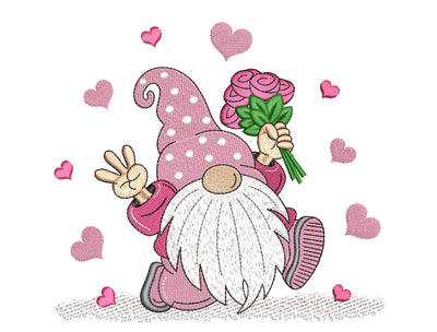 Valentine Gnome Embroidery Design, Happy Valentine's Day Embroidery File, 4 sizes, Instant Download Embroidery/Applique DESIGNS Nino Nadaraia 