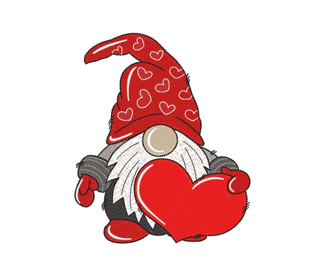 Valentine Gnome Embroidery Design, Happy Valentine's Day Embroidery File, 4 sizes, Instant Download Embroidery/Applique DESIGNS Nino Nadaraia 