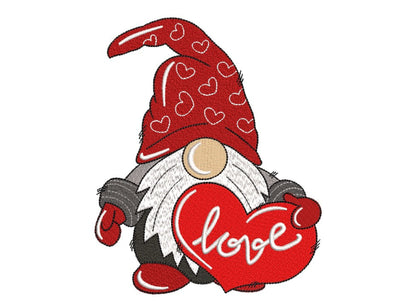 Valentine Gnome Embroidery Design, Happy Valentine's Day Embroidery File, 4 sizes, Instant Download Embroidery/Applique DESIGNS Nino Nadaraia 