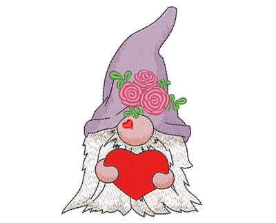 Valentine Gnome Embroidery Design, Happy Valentine's Day Embroidery File, 4 sizes, Instant Download Embroidery/Applique DESIGNS Nino Nadaraia 