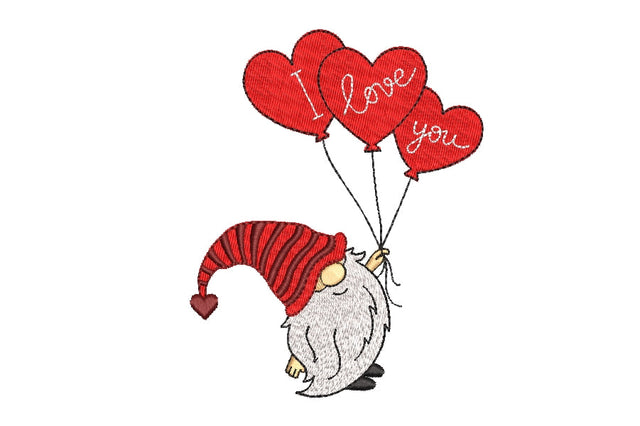 Valentine gnome embroidery design, Love embroidery designs, 3 sizes, Instant download Embroidery/Applique DESIGNS ArtEMByNatalia 