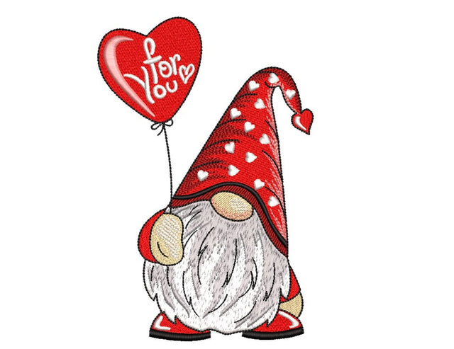 Valentine Gnome Embroidery Design, Valentine's Day Embroidery File, 3 sizes, Instant Download Embroidery/Applique DESIGNS Nino Nadaraia 