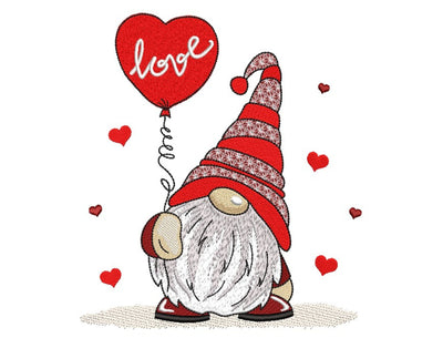 Valentine Gnome Embroidery Design, Valentine's Day Embroidery File, 3 sizes, Instant Download Embroidery/Applique DESIGNS Nino Nadaraia 