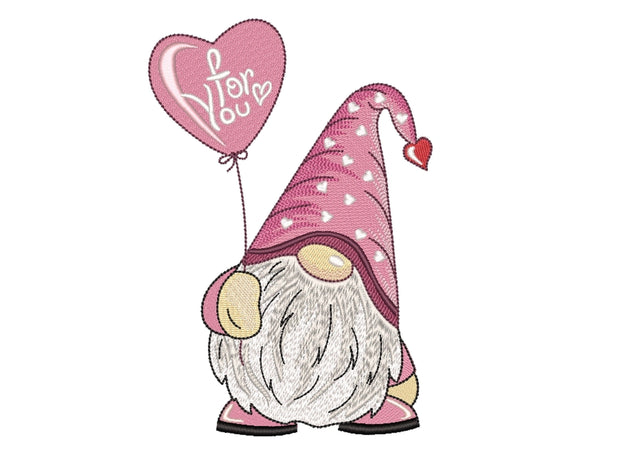Valentine Gnome Embroidery Design, Valentine's Day Embroidery File, 3 sizes, Instant Download Embroidery/Applique DESIGNS Nino Nadaraia 