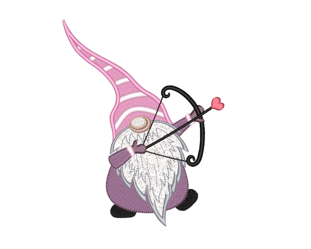 Valentine Gnome Embroidery Design, Valentines Day Embroidery File, 4 sizes, Instant Download Embroidery/Applique DESIGNS Nino Nadaraia 