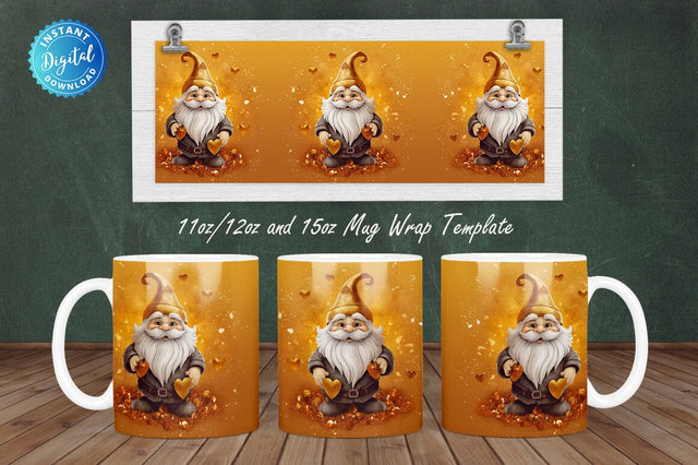 Valentine Gnome Golden 11, 12 & 15 Oz Mug Sublimation Sublimation Regulrcrative 