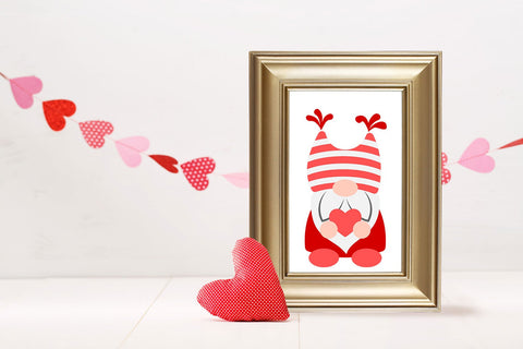 Valentine Gnome Holding Heart SVG SVG Designed by Geeks 