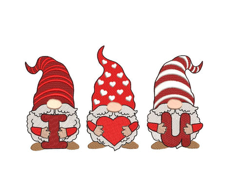 Valentine Gnome, I love you gnome Machine Embroidery Design Embroidery/Applique DESIGNS Canada Embroidery 