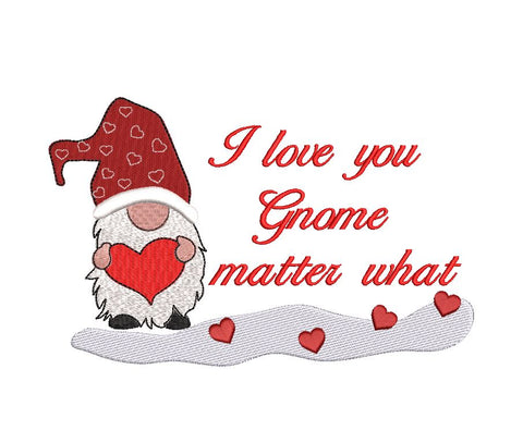 Valentine Gnome, I love you Machine Embroidery Design Embroidery/Applique DESIGNS Canada Embroidery 