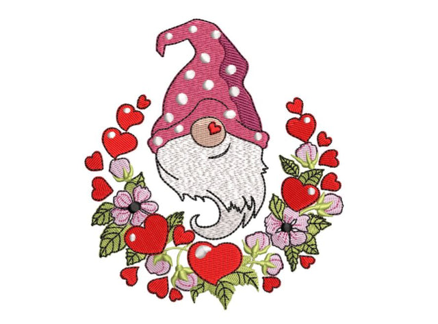 Valentine Gnome in Heart Wreath Machine Embroidery Embroidery/Applique DESIGNS Canada Embroidery 