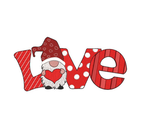 Valentine Gnome, LOVE Machine Embroidery Design Embroidery/Applique DESIGNS Canada Embroidery 