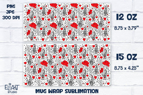 Valentine Gnome Mug Wrap Sublimation, Hearts Full Mug Wrap. Sublimation Elinorka 
