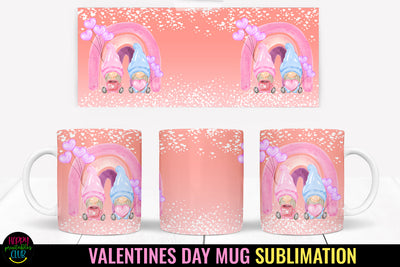 Valentine Gnome Mug Wrap Sublimation I Valentine Mugs PNG Sublimation Happy Printables Club 