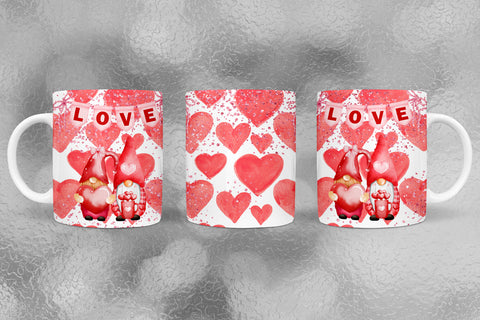 Valentine Gnome Mug Wrap Sublimation I Valentine Mugs PNG Sublimation Happy Printables Club 