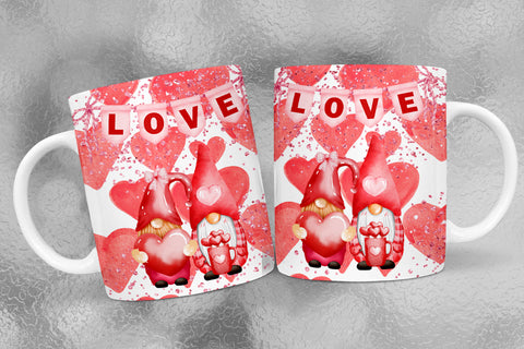 Valentine Gnome Mug Wrap Sublimation I Valentine Mugs PNG Sublimation Happy Printables Club 