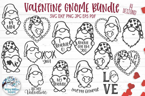 Valentine Gnome SVG Bundle SVG Wispy Willow Designs 