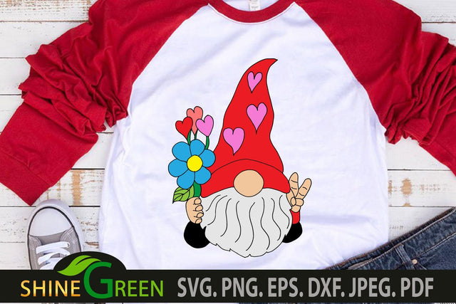 Valentine Gnome SVG for Valentine's Day SVG Shine Green Art 