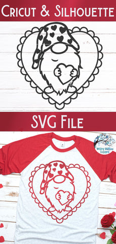 Valentine Gnome SVG SVG Wispy Willow Designs 
