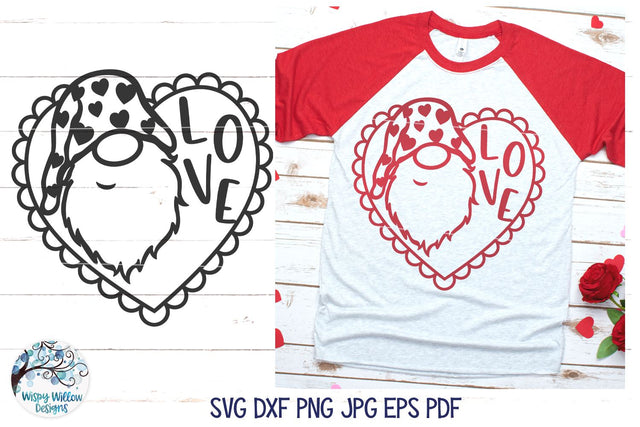 Valentine Gnome SVG SVG Wispy Willow Designs 