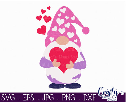 Valentine Gnome Svg - Valentine's Day Svg SVG Crafty Mama Studios 