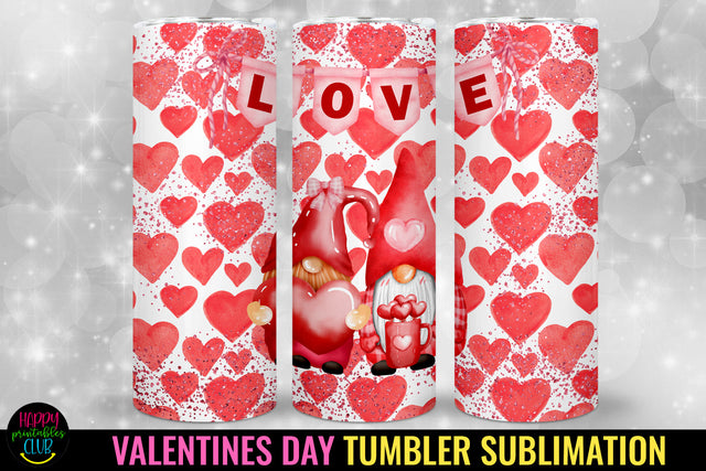 Valentine Gnome Tumbler I Valentines Day Sublimation Tumbler Sublimation Happy Printables Club 