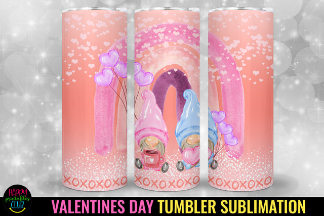 Valentine Gnome Tumbler Sublimation I Valentine Tumbler PNG Sublimation Happy Printables Club 