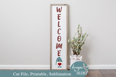 Valentine Gnome Welcome SVG Designs by Jolein 