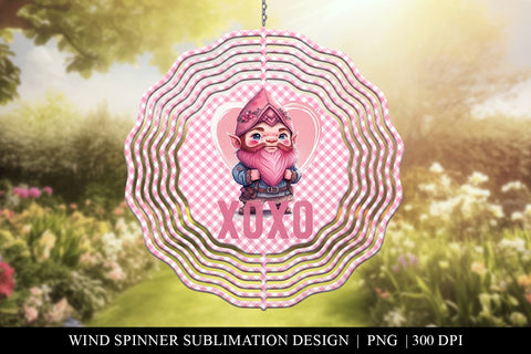 Valentine Gnome Wind Spinner Sublimation PNG Sublimation BijouBay 