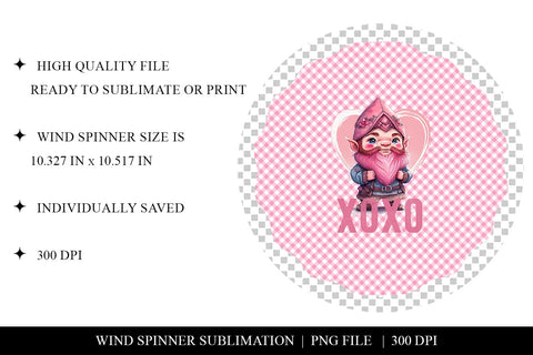 Valentine Gnome Wind Spinner Sublimation PNG Sublimation BijouBay 