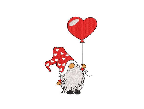 Valentine Gnome with Heart Balloon Machine Embroidery Design Embroidery/Applique DESIGNS Canada Embroidery 