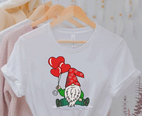 Valentine Gnome with heart balloons Machine Embroidery Design Embroidery/Applique DESIGNS Canada Embroidery 