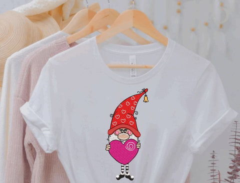 Valentine Gnome with Heart Machine Embroidery Design Embroidery/Applique DESIGNS Canada Embroidery 