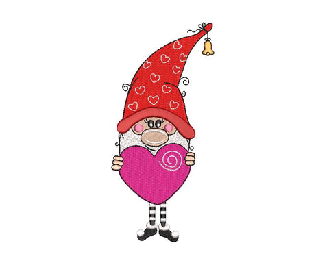 Valentine Gnome with Heart Machine Embroidery Design Embroidery/Applique DESIGNS Canada Embroidery 