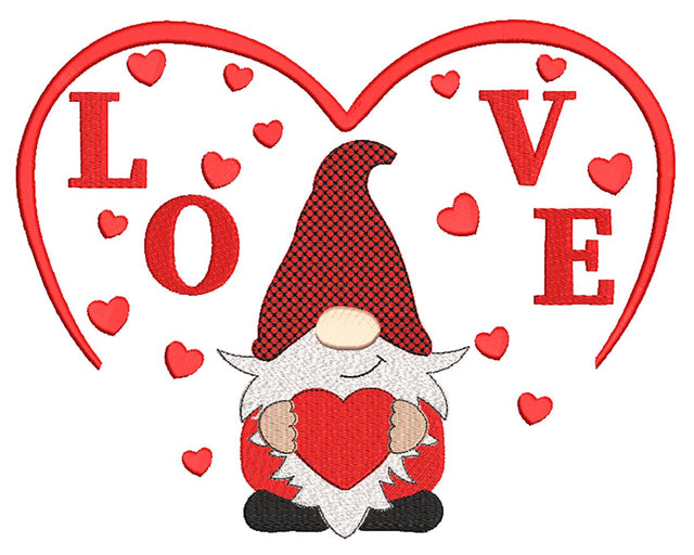 Valentine Gnome with heart Machine Embroidery Design Embroidery/Applique DESIGNS Canada Embroidery 