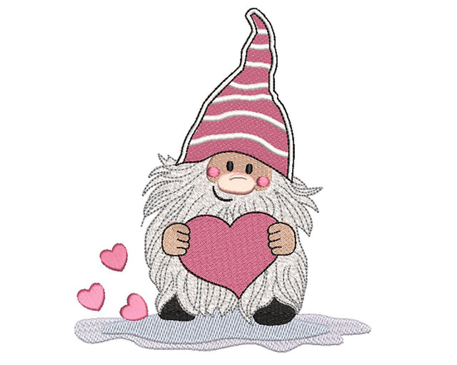 Valentine Gnome with heart Machine Embroidery Design Embroidery/Applique DESIGNS Canada Embroidery 
