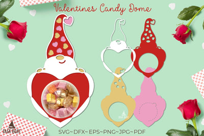 Valentine gnome with heart | Valentine candy dome svg 3D Paper Olga Boat Design 